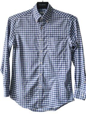 Small Blue Checked Shirt Jos A Bank Traveler Motion Lightweight Tailored Fit S